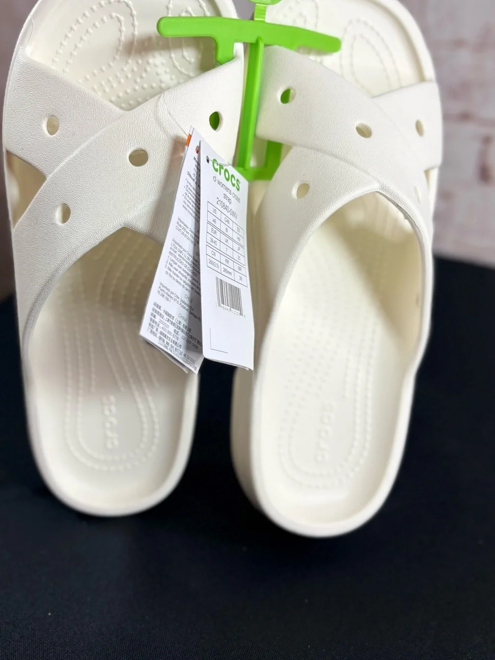 CROCS women White Crisscross Slide Sandals